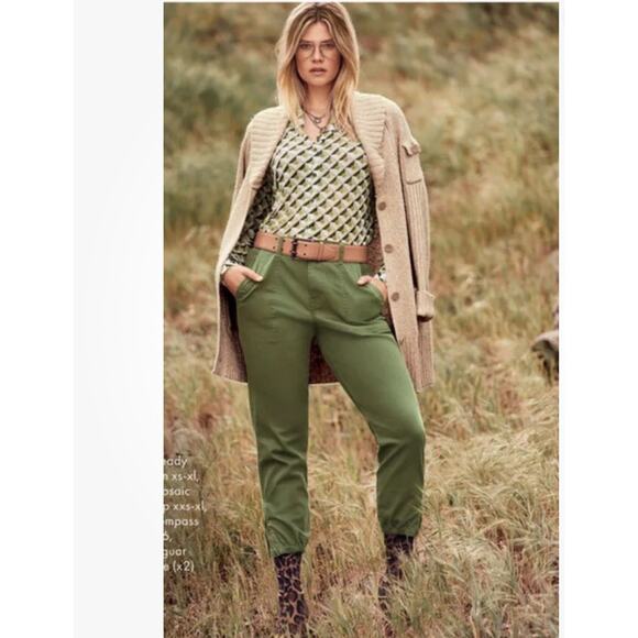 CAbi Pants - CABI Womens CARGO Compass Pants #4318 Army Green Size 2 Pockets Stretch